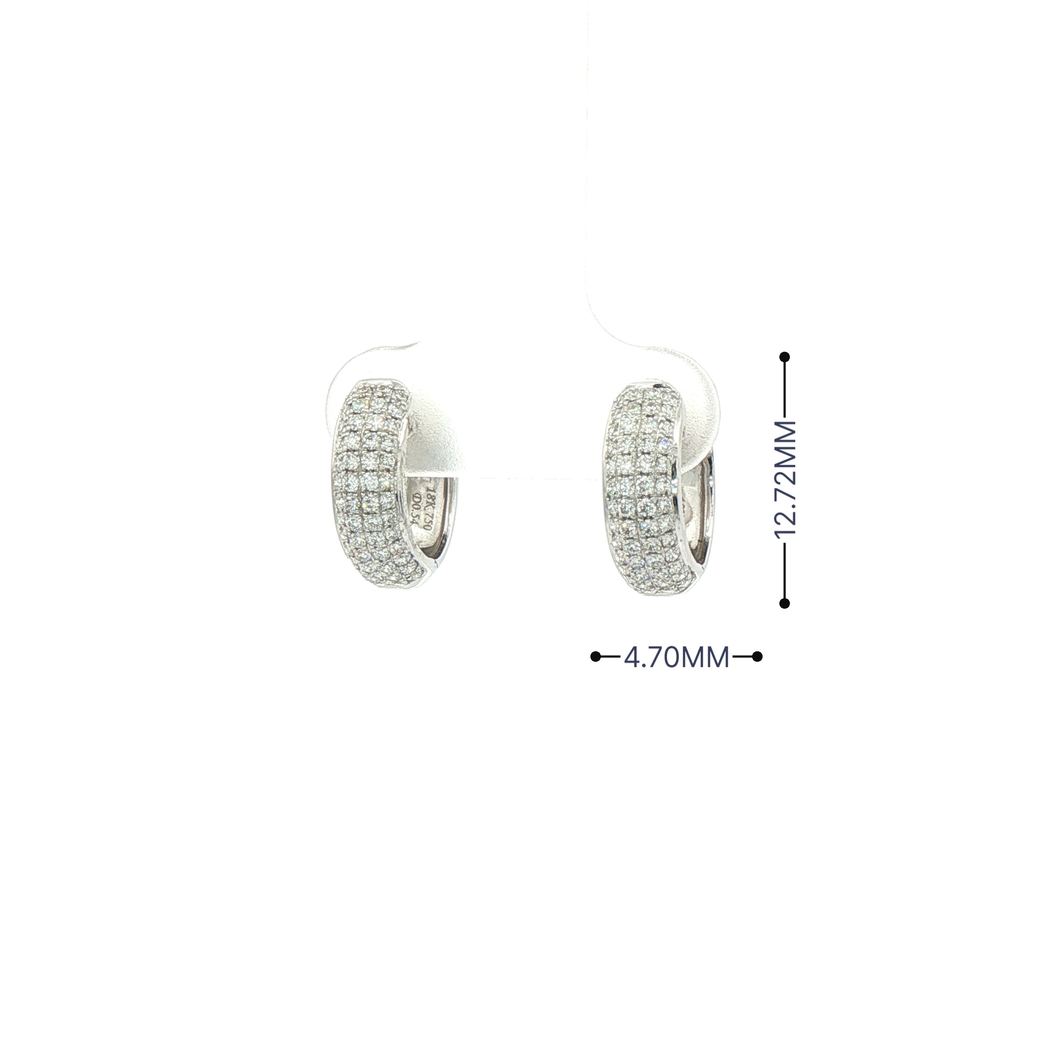 0.54ct Natural Diamond Grain Set Hoop Earrings In 18ct White Gold