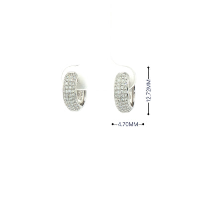 0.54ct Natural Diamond Grain Set Hoop Earrings In 18ct White Gold