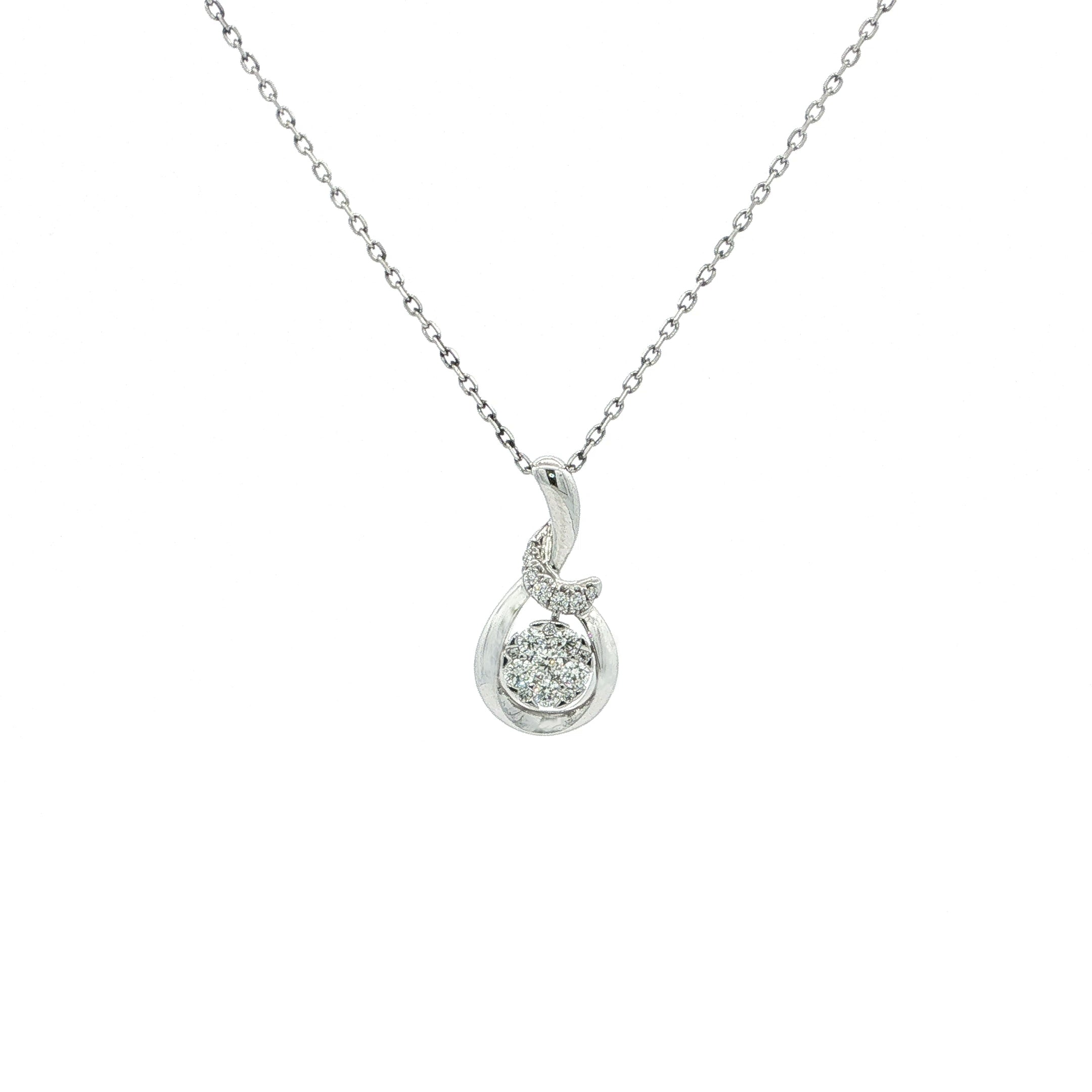 0.27ct Natural Diamond Set Multi Stone Pendant in 18ct White Gold
