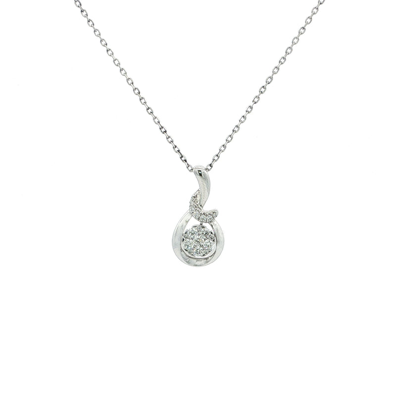 0.27ct Natural Diamond Set Multi Stone Pendant in 18ct White Gold