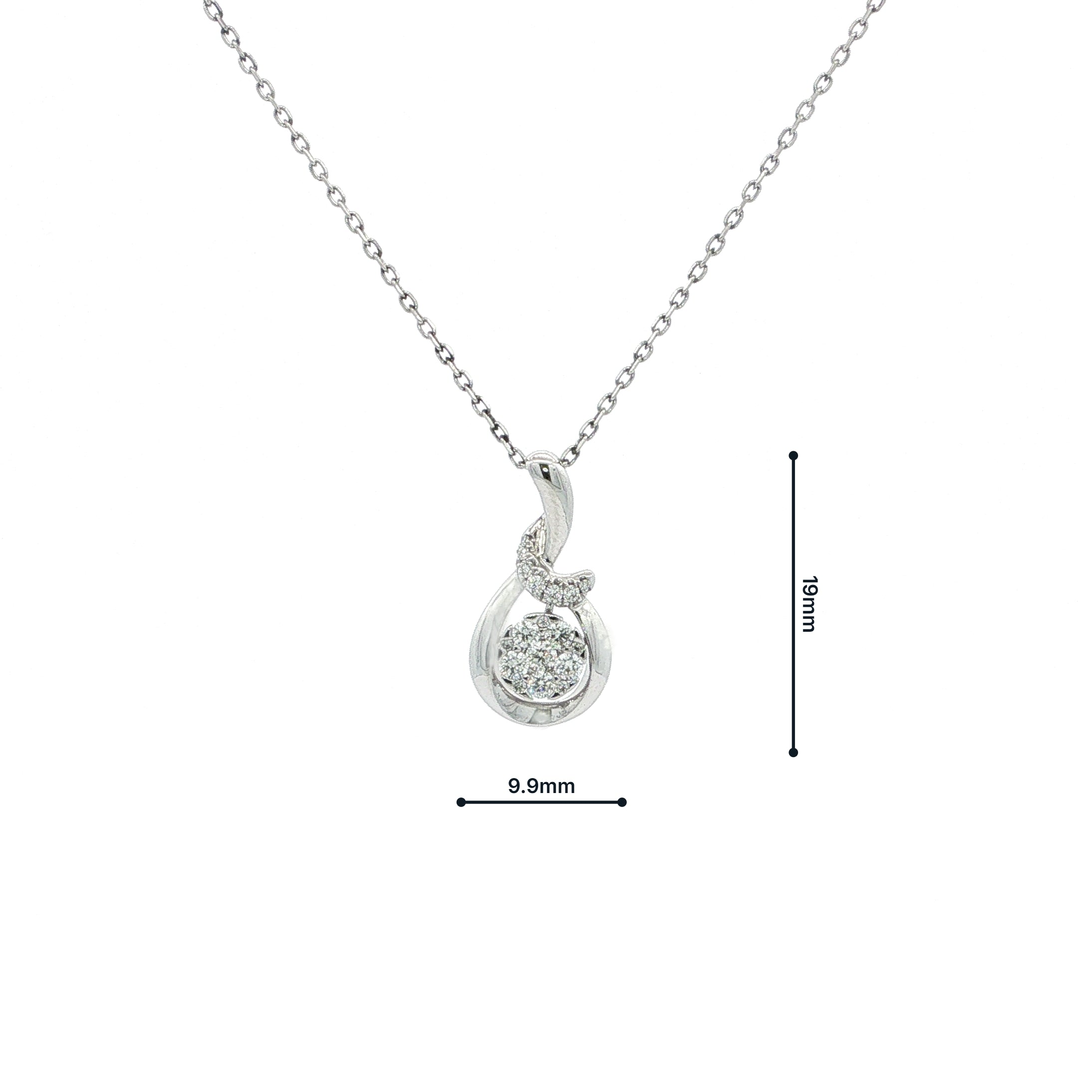 0.27ct Natural Diamond Set Multi Stone Pendant in 18ct White Gold