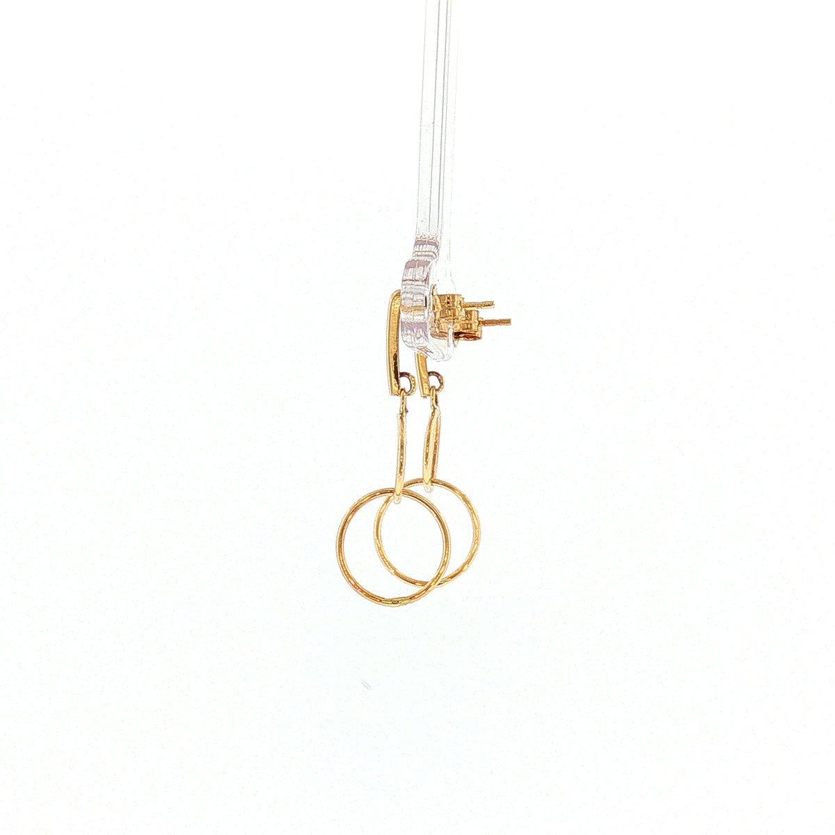 Double Circle Drop Earrings in 9ct Yellow Gold