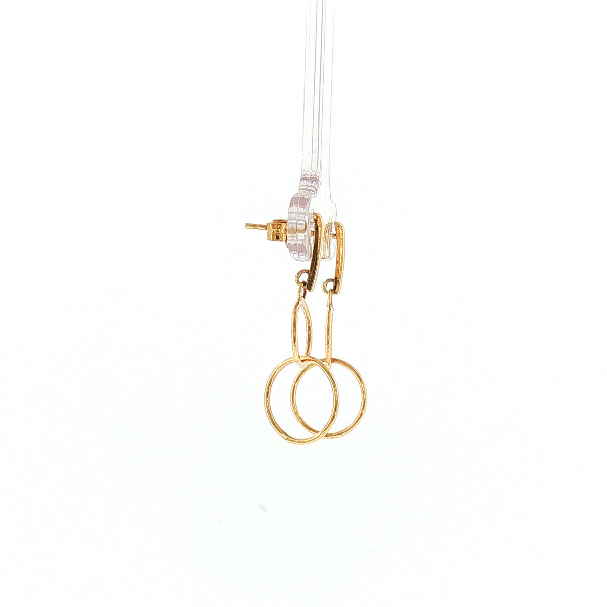 Double Circle Drop Earrings in 9ct Yellow Gold