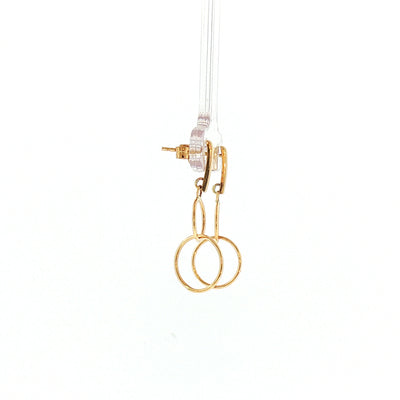 Double Circle Drop Earrings in 9ct Yellow Gold