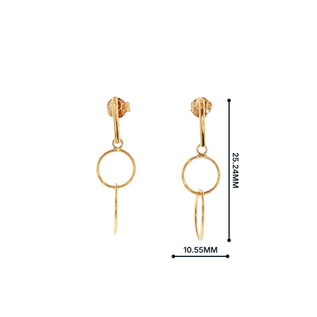 Double Circle Drop Earrings in 9ct Yellow Gold