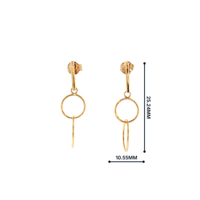 Double Circle Drop Earrings in 9ct Yellow Gold