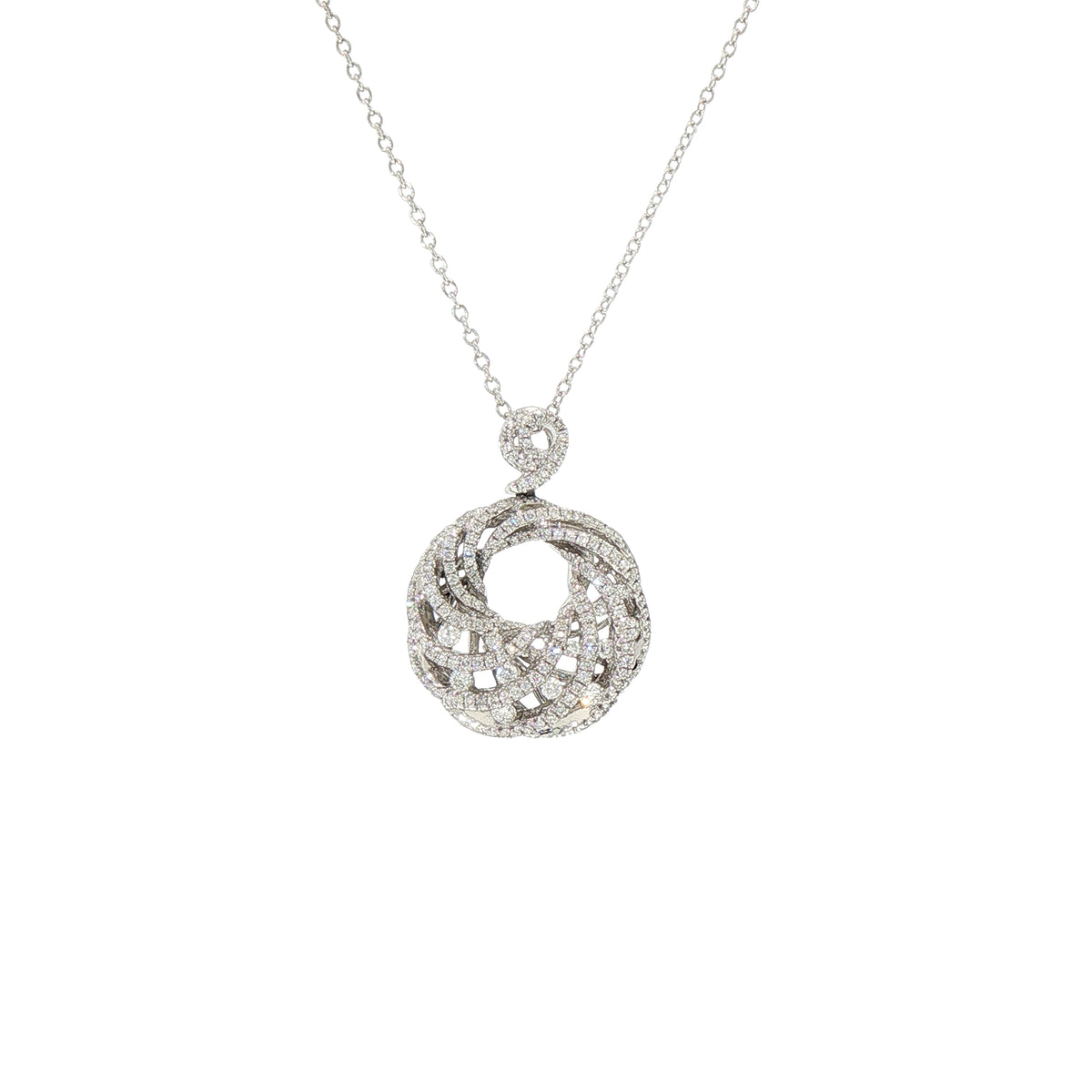 Natural Diamond Fancy Round Pendant in 18ct White Gold