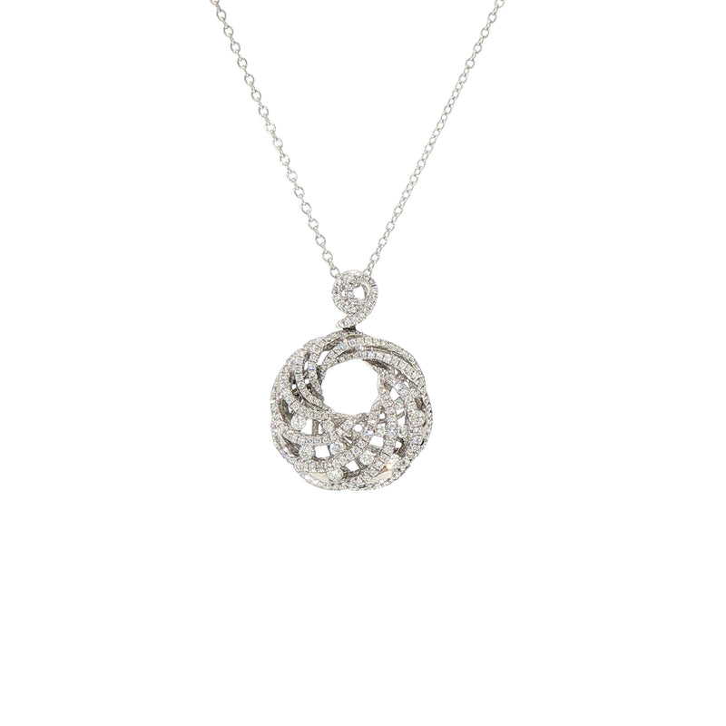 Natural Diamond Fancy Round Pendant in 18ct White Gold