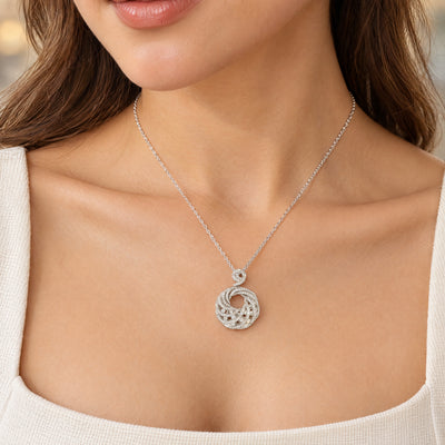 Natural Diamond Fancy Round Pendant in 18ct White Gold