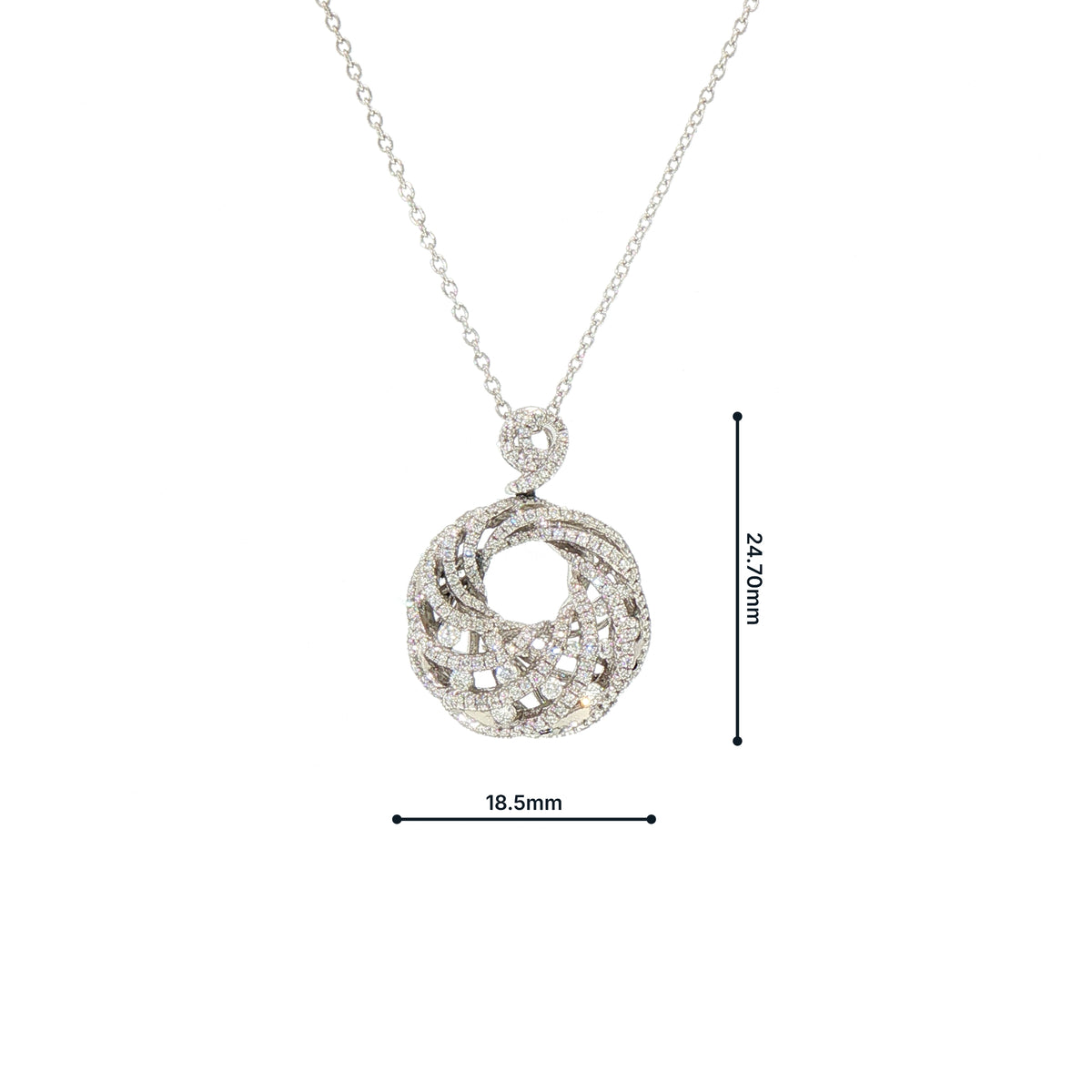 Natural Diamond Fancy Round Pendant in 18ct White Gold