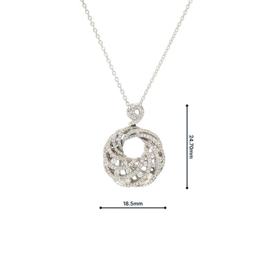 Natural Diamond Fancy Round Pendant in 18ct White Gold