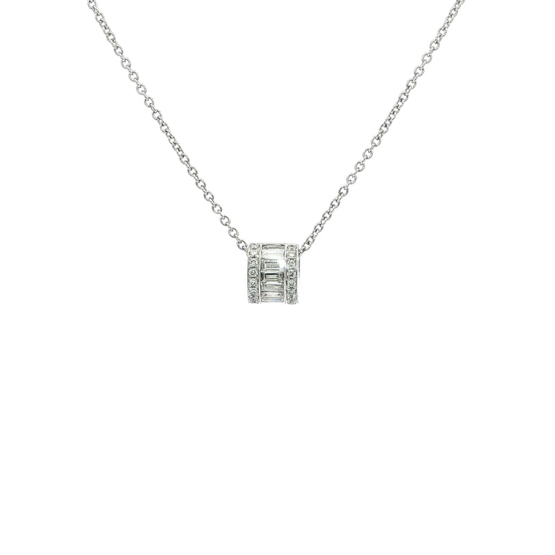 Natural Diamond Brilliant Cut and Bag Slider Pendant and Chain in 18ct White Gold