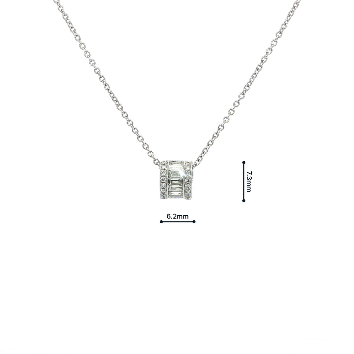 Natural Diamond Brilliant Cut and Bag Slider Pendant and Chain in 18ct White Gold