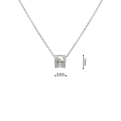Natural Diamond Brilliant Cut and Bag Slider Pendant and Chain in 18ct White Gold