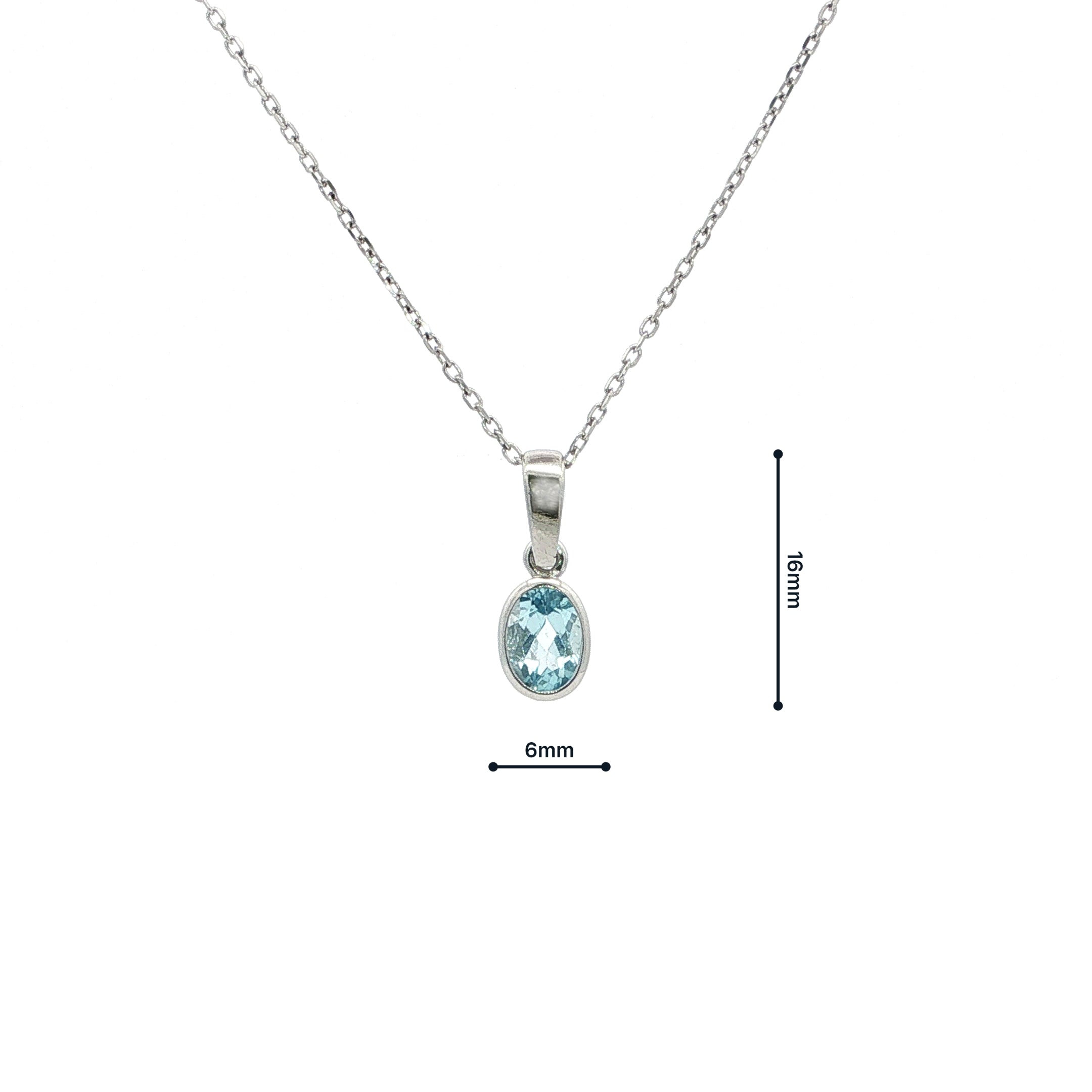 Oval Blue Topaz Pendant in 9ct White Gold