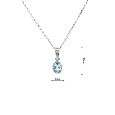 Oval Blue Topaz Pendant in 9ct White Gold