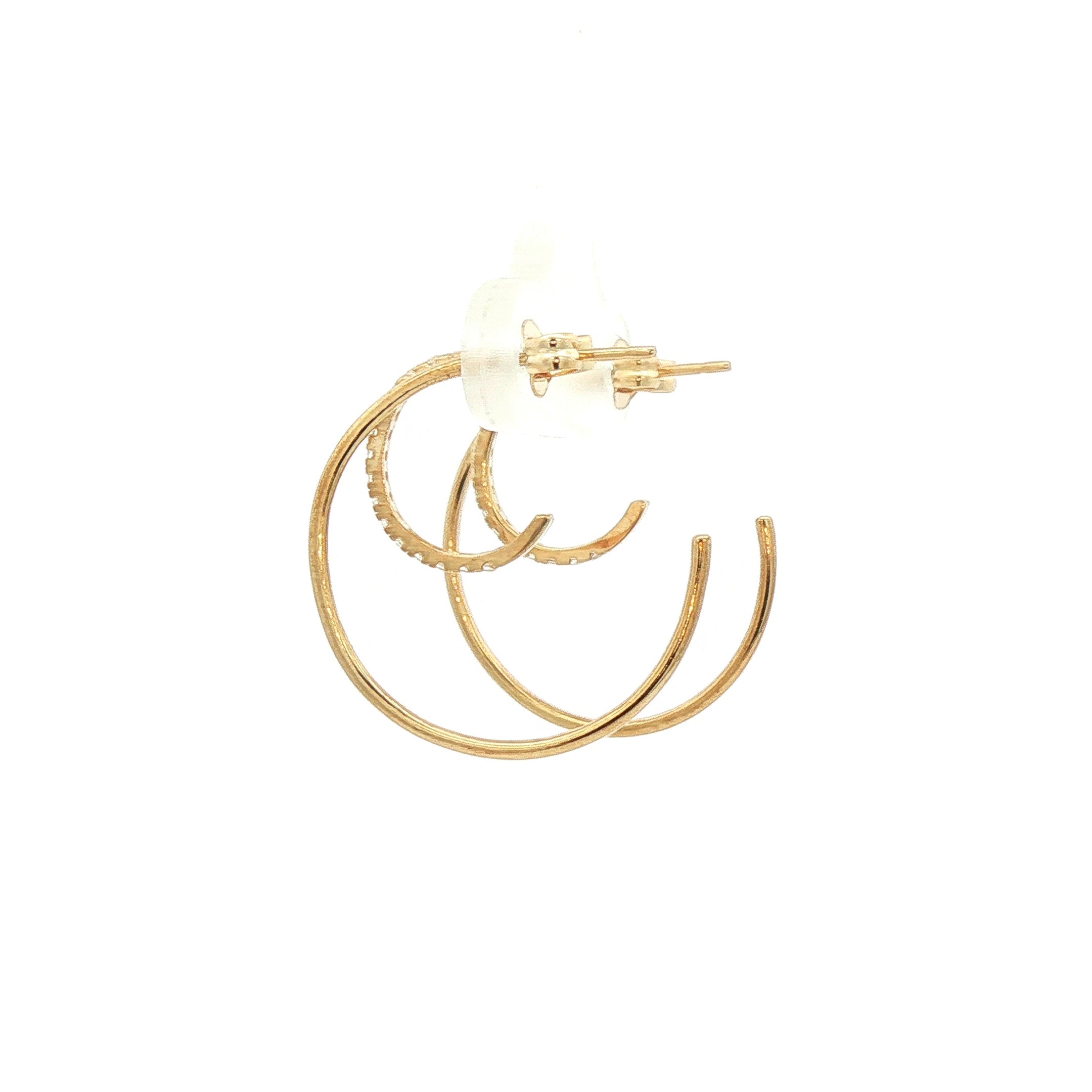Cubic Zirconia Double Hoop Earrings in 9ct Yellow Gold