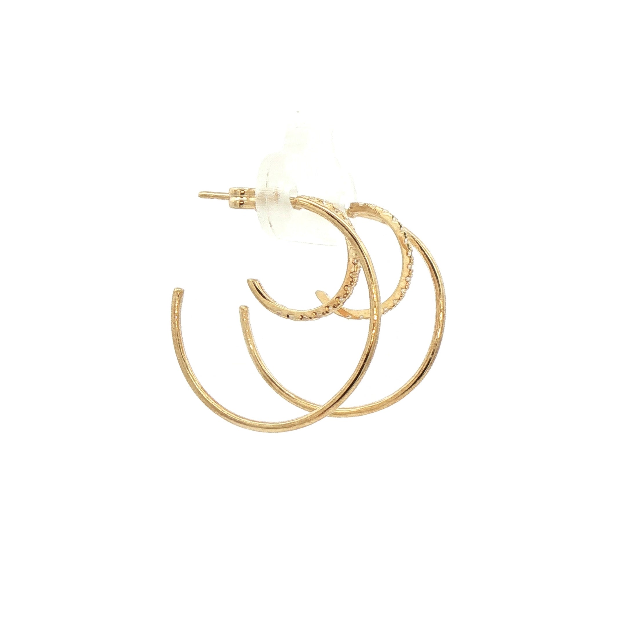 Cubic Zirconia Double Hoop Earrings in 9ct Yellow Gold