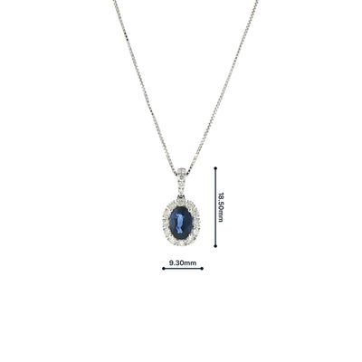 0.56ct Natural Diamond and 1.39ct Sapphire Oval Cut Pendant in 18ct Gold