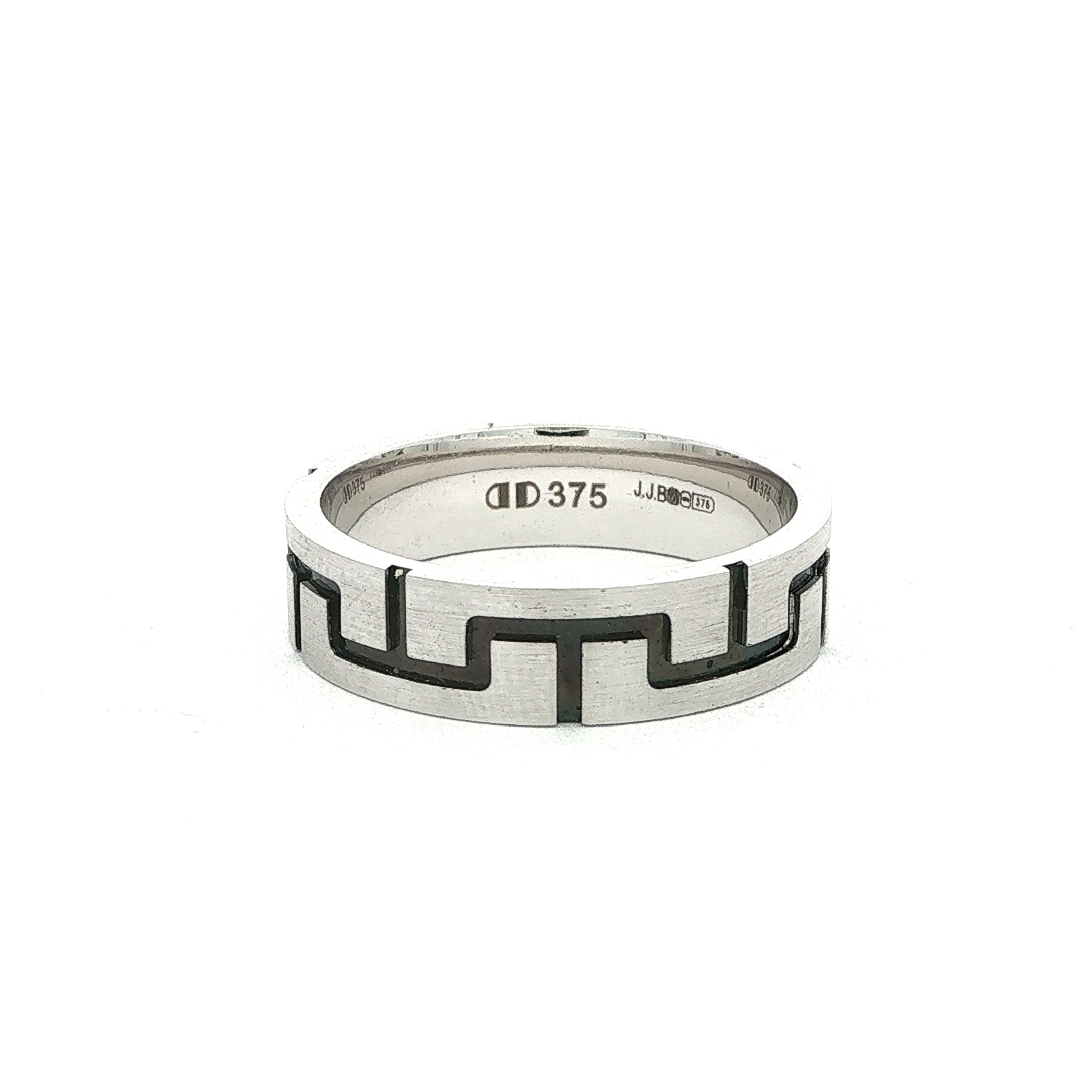 9ct White Gold 6mm Geometric Pattern Band Ring