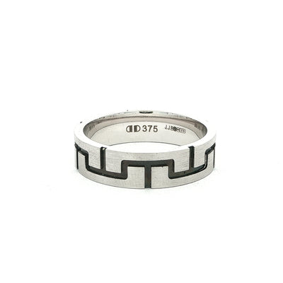 9ct White Gold 6mm Geometric Pattern Band Ring