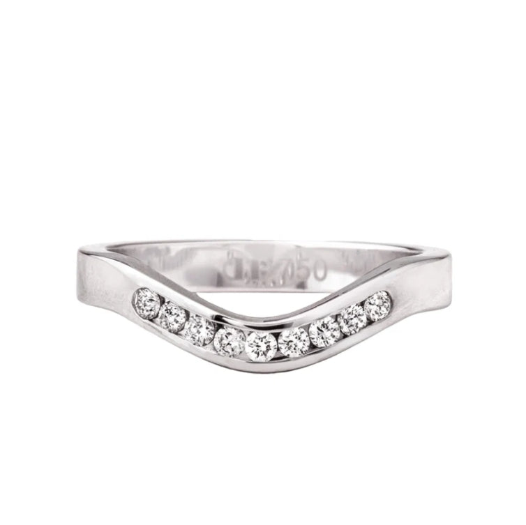 0.18ct 3mm Shaped Natural Diamond Set Wedding Band In 18ct White Gold