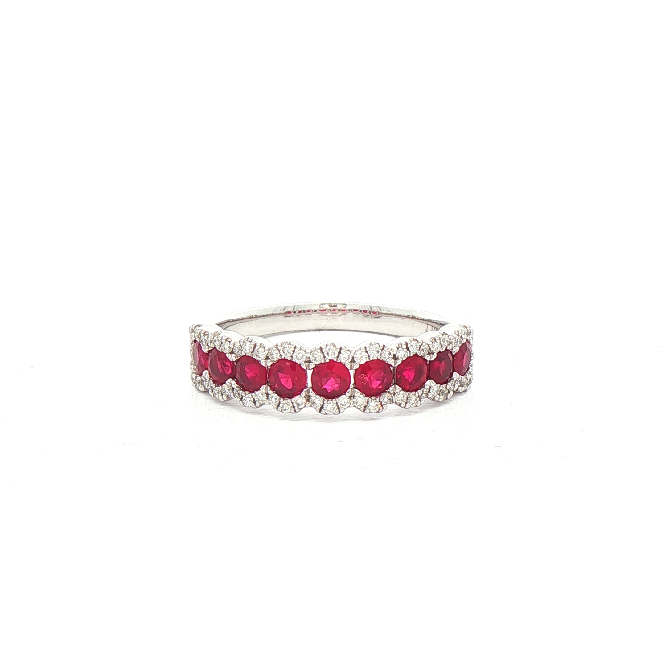 0.96ct Ruby & 0.22ct Natural Diamond Dress Ring in 18ct White Gold