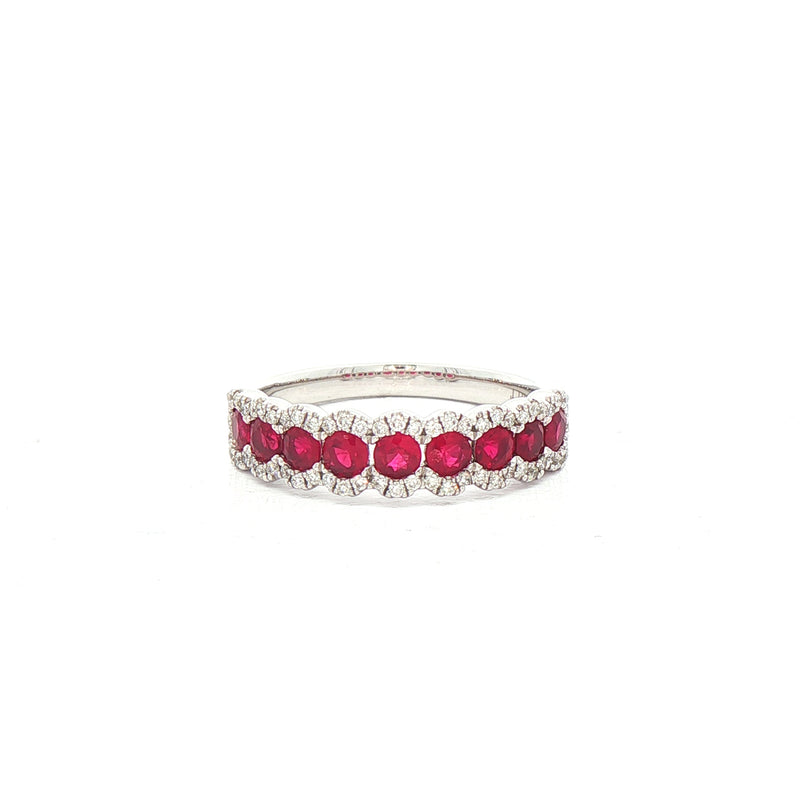 0.96ct Ruby & 0.22ct Natural Diamond Dress Ring in 18ct White Gold