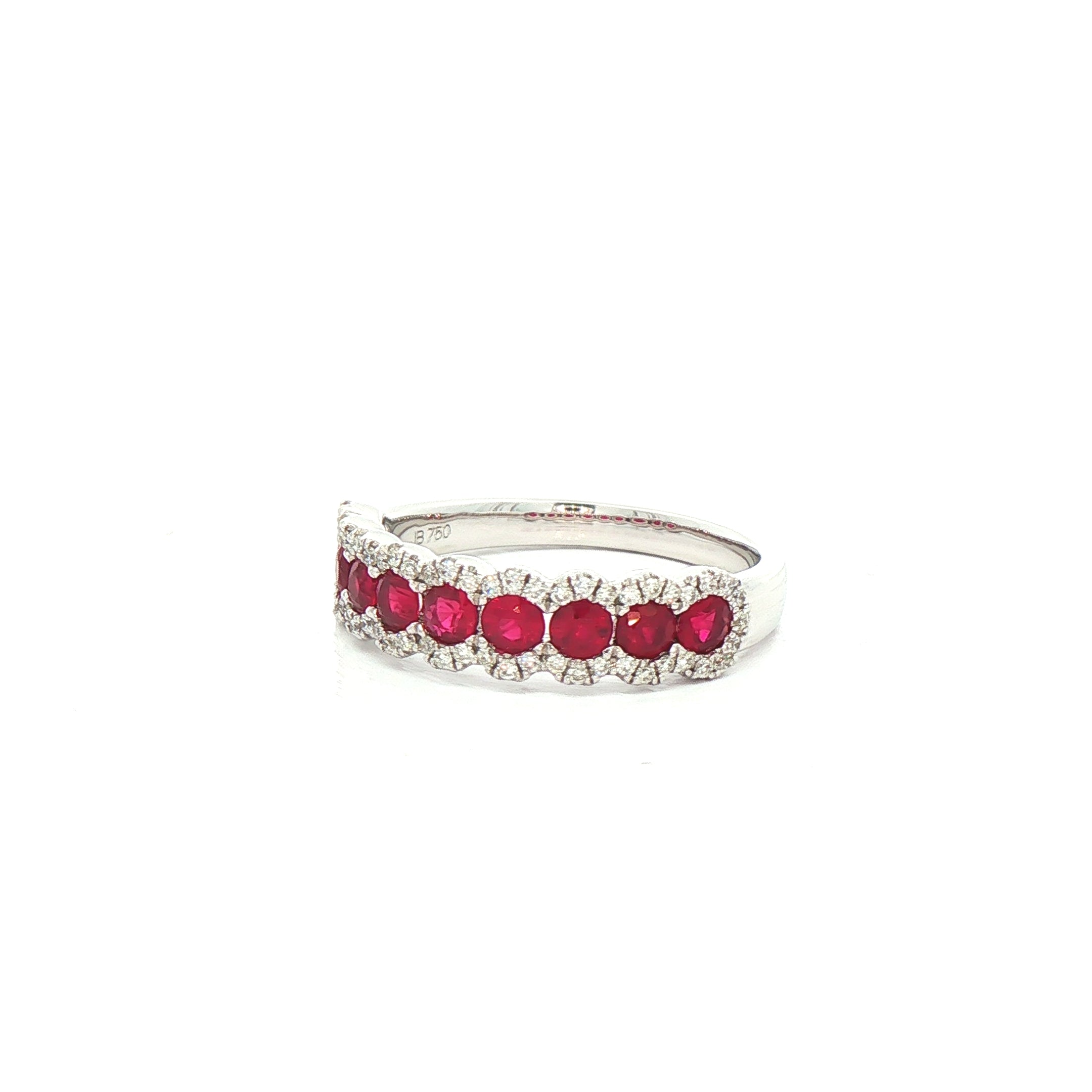 0.96ct Ruby & 0.22ct Natural Diamond Dress Ring in 18ct White Gold