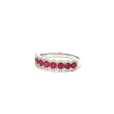 0.96ct Ruby & 0.22ct Natural Diamond Dress Ring in 18ct White Gold
