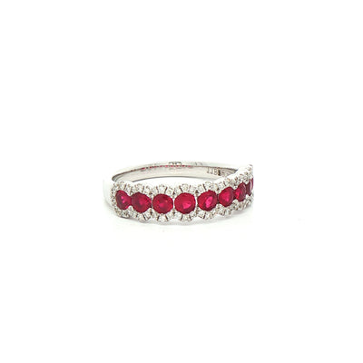 0.96ct Ruby & 0.22ct Natural Diamond Dress Ring in 18ct White Gold