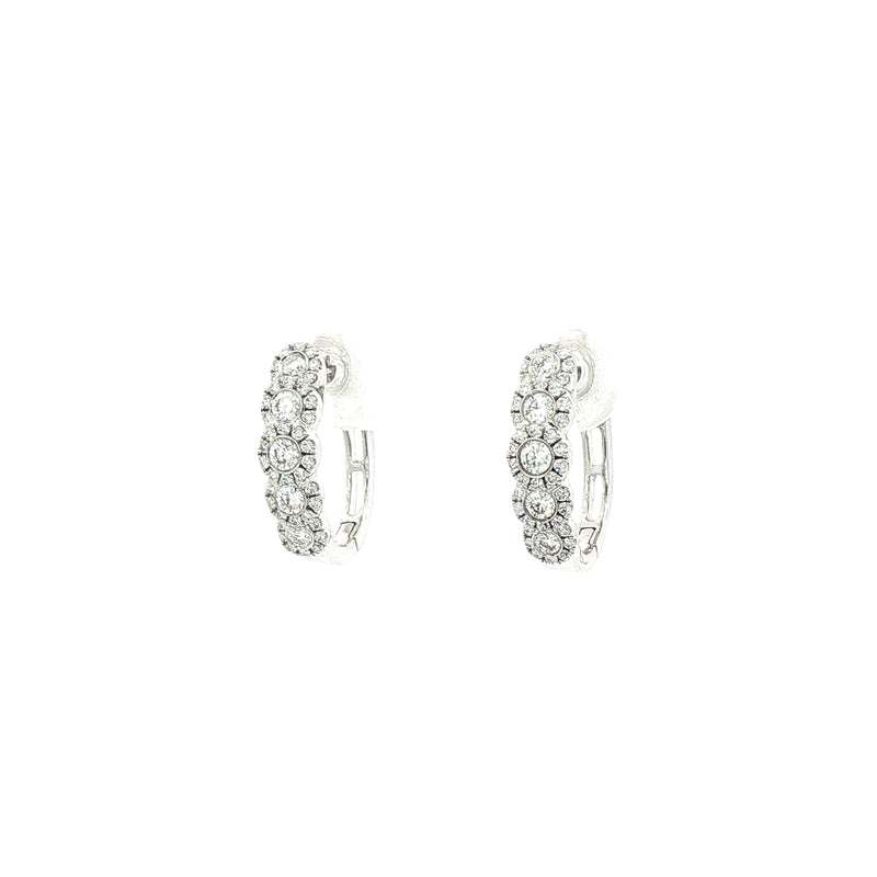 0.49ct Natural Diamond Round Cut Halo Hoop Earrings in 18ct White Gold