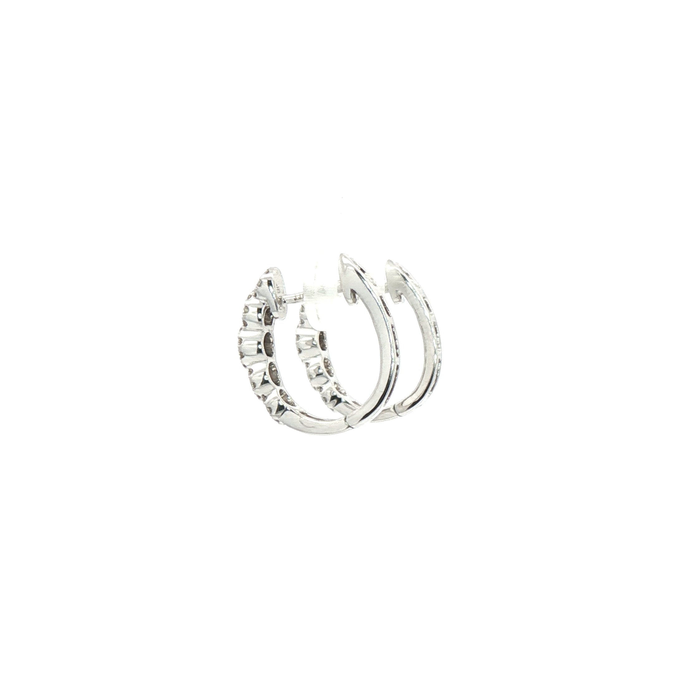 0.49ct Natural Diamond Round Cut Halo Hoop Earrings in 18ct White Gold