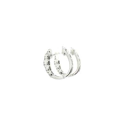 0.49ct Natural Diamond Round Cut Halo Hoop Earrings in 18ct White Gold