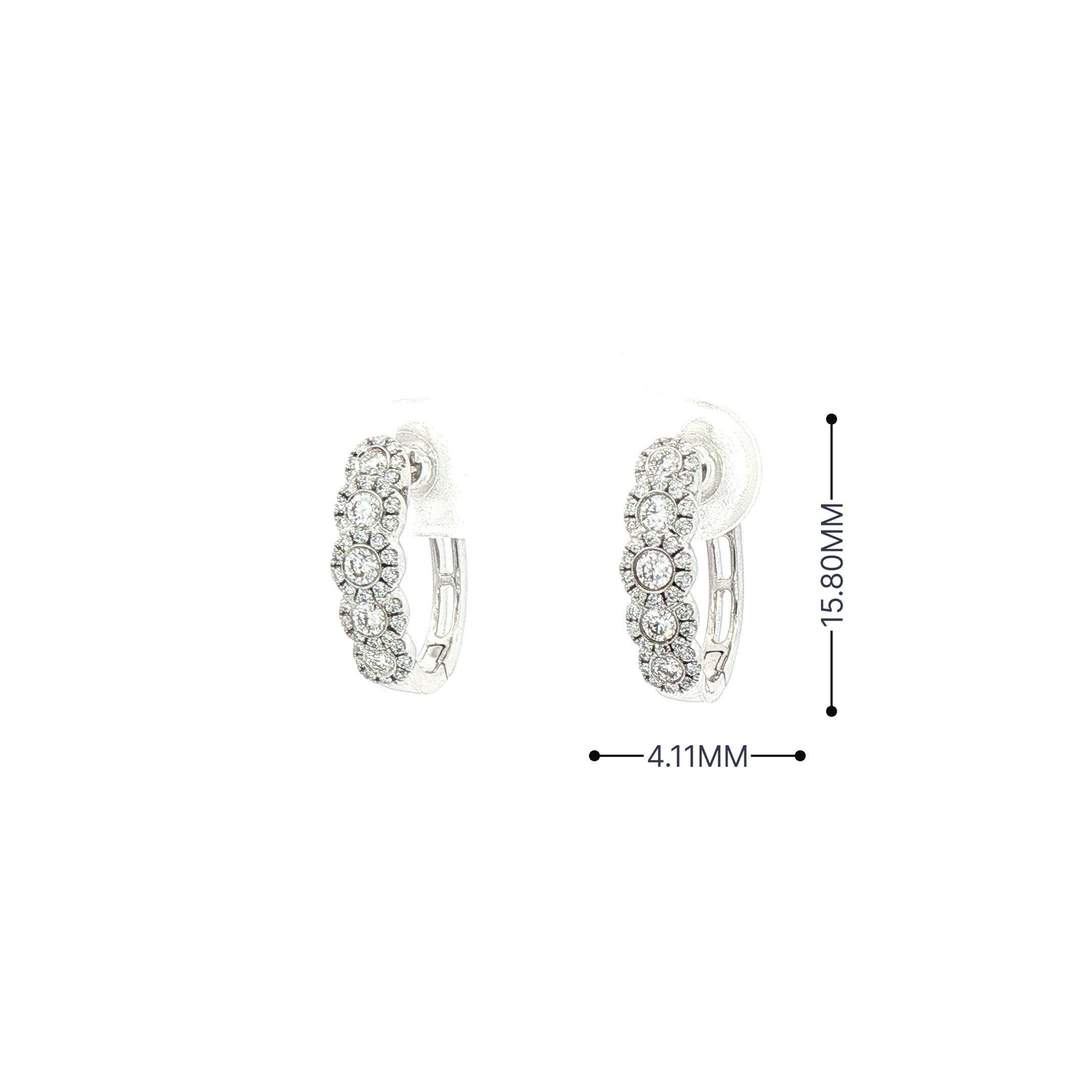 0.49ct Natural Diamond Round Cut Halo Hoop Earrings in 18ct White Gold