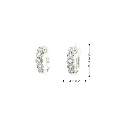 0.49ct Natural Diamond Round Cut Halo Hoop Earrings in 18ct White Gold