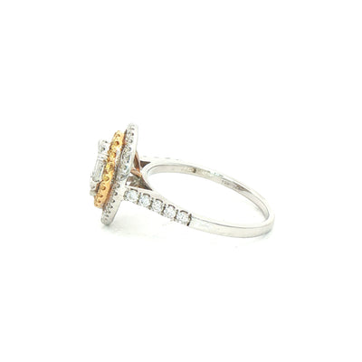 Diamond and Yellow Sapphire Pear Dress Ring in 18ct White Gold