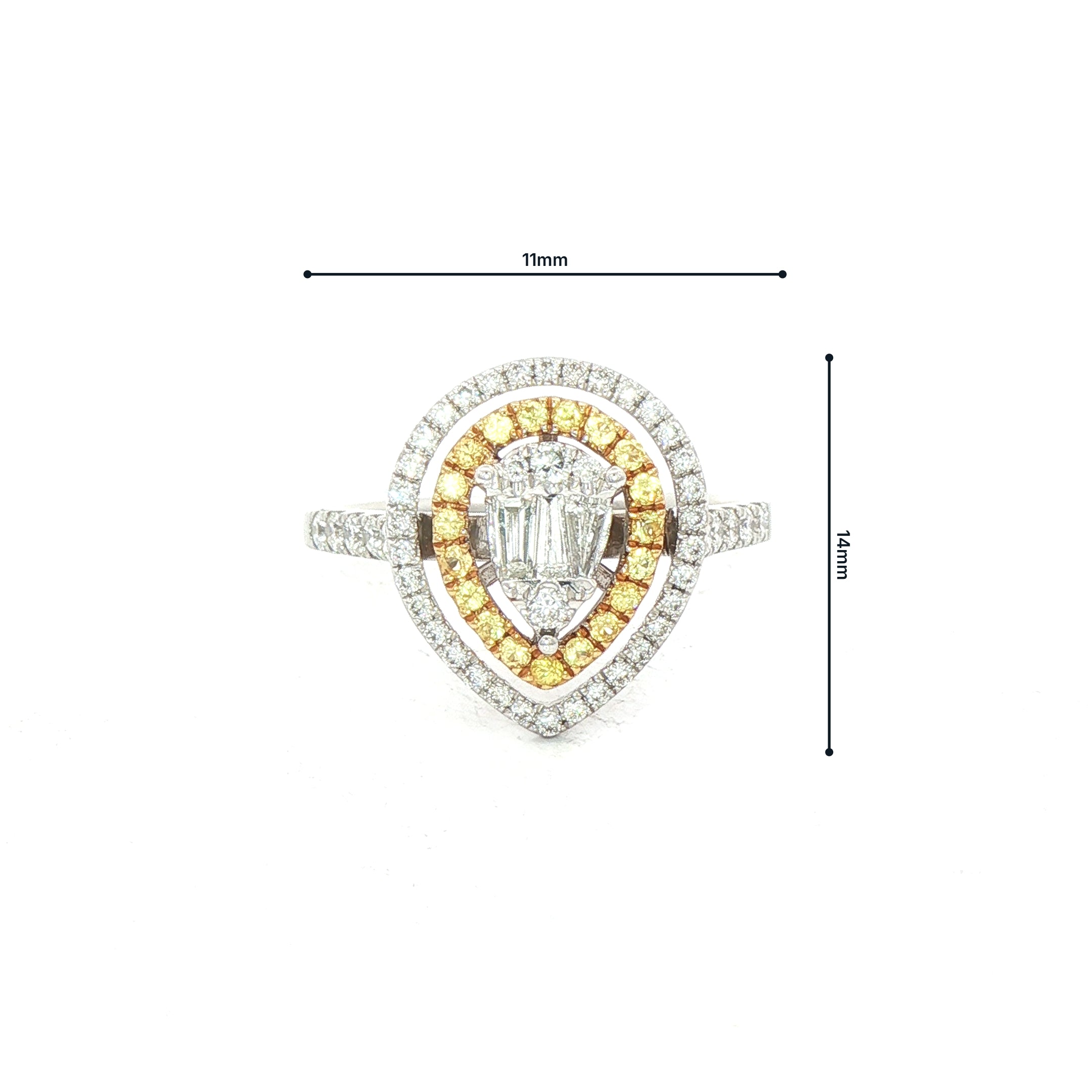 Diamond and Yellow Sapphire Pear Dress Ring in 18ct White Gold