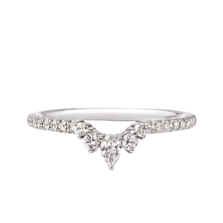 0.35ct Brilliant & Pear Cut Wishbone Wedding Band 18ct In White Gold