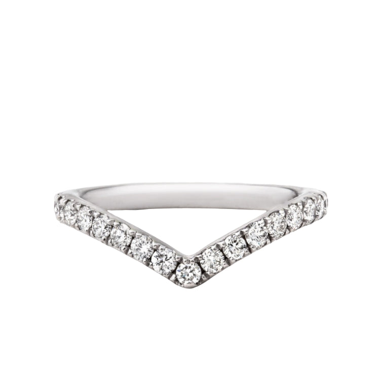 0.45ct Ladies Natural Diamond Set Wishbone Wedding Band In 18ct White Gold