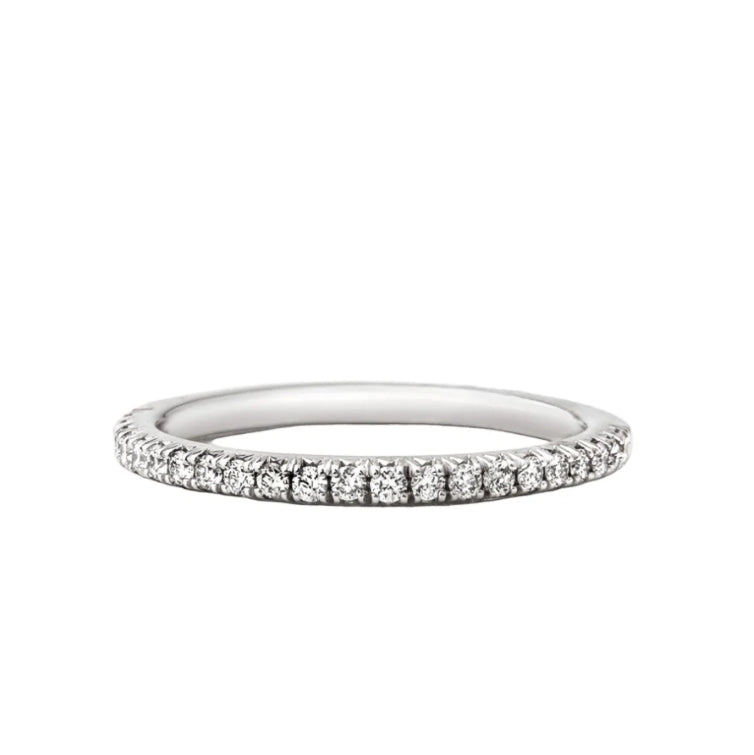 0.25ct Claw Set Natural Diamond Set Wedding Band In 18ct White Gold
