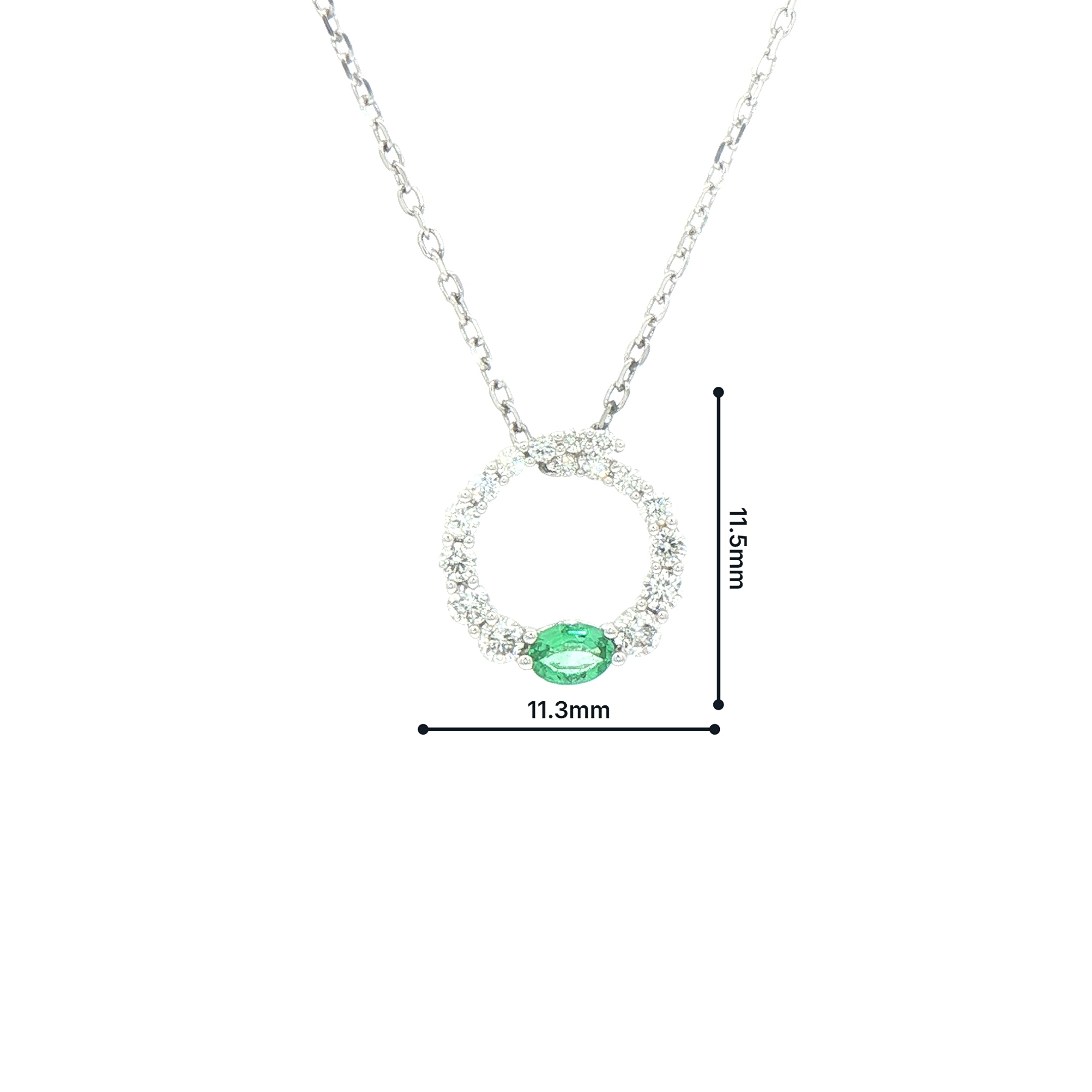 0.11ct Oval Cut Emerald and 0.31ct Diamond Set Pendant in 18ct White Gold