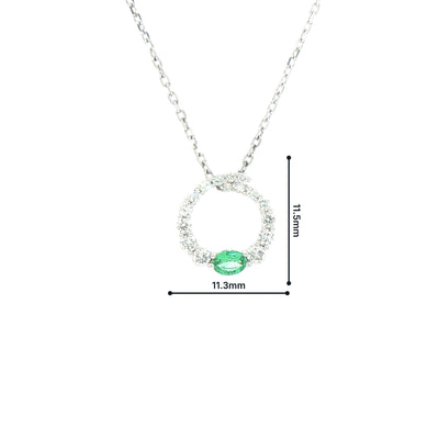 0.11ct Oval Cut Emerald and 0.31ct Diamond Set Pendant in 18ct White Gold