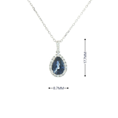 1.57ct Pear Cut Sapphire & 0.25ct Diamond Pendant in 18ct White Gold