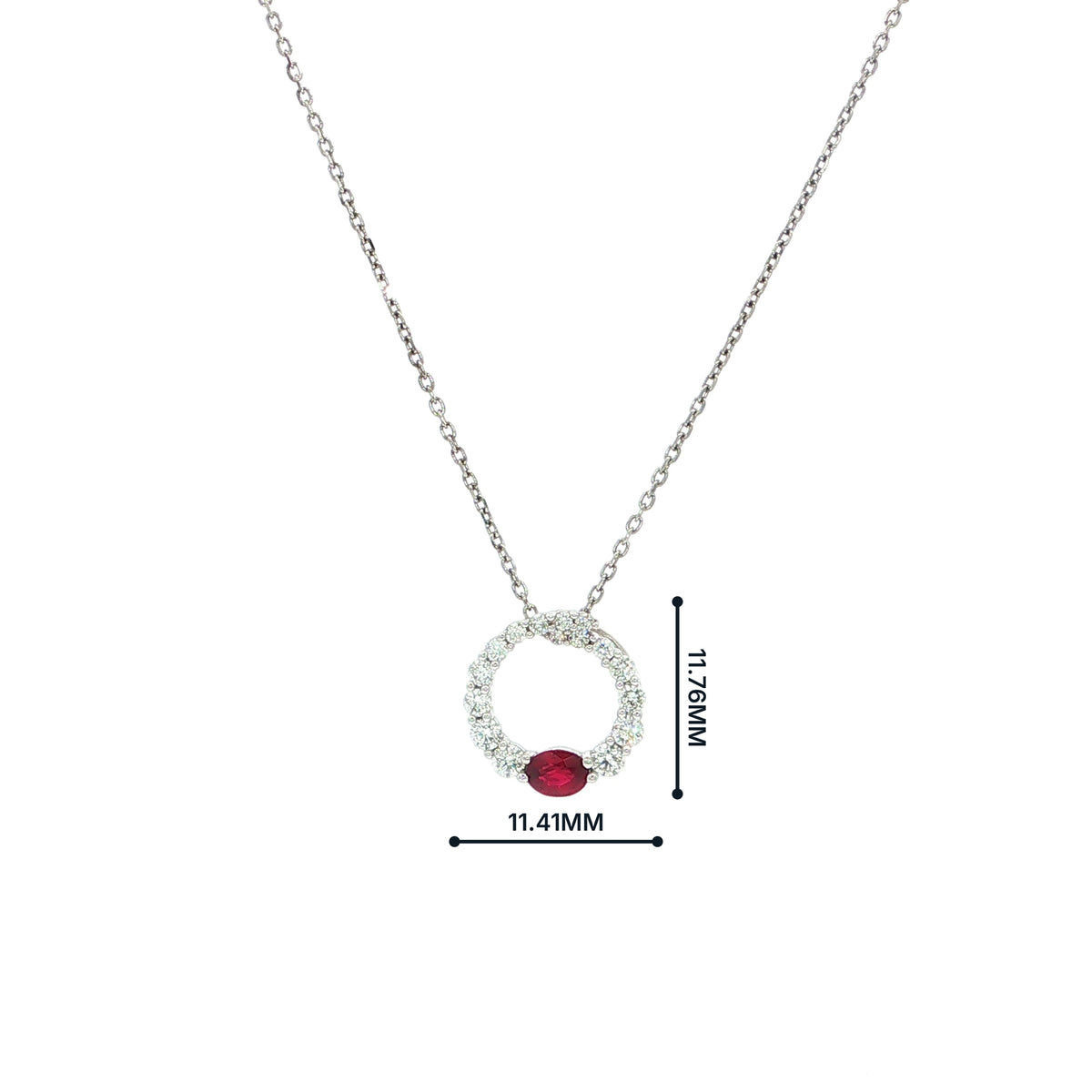 0.20ct Oval Cut Ruby and 0.32ct Natural Diamond Set Pendant in 18ct White Gold
