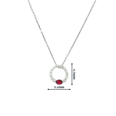 0.20ct Oval Cut Ruby and 0.32ct Natural Diamond Set Pendant in 18ct White Gold