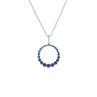 Sapphire and Natural Diamond Open Circle Hoop Pendant Bail in 18ct White Gold