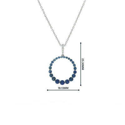 Sapphire and Natural Diamond Open Circle Hoop Pendant Bail in 18ct White Gold