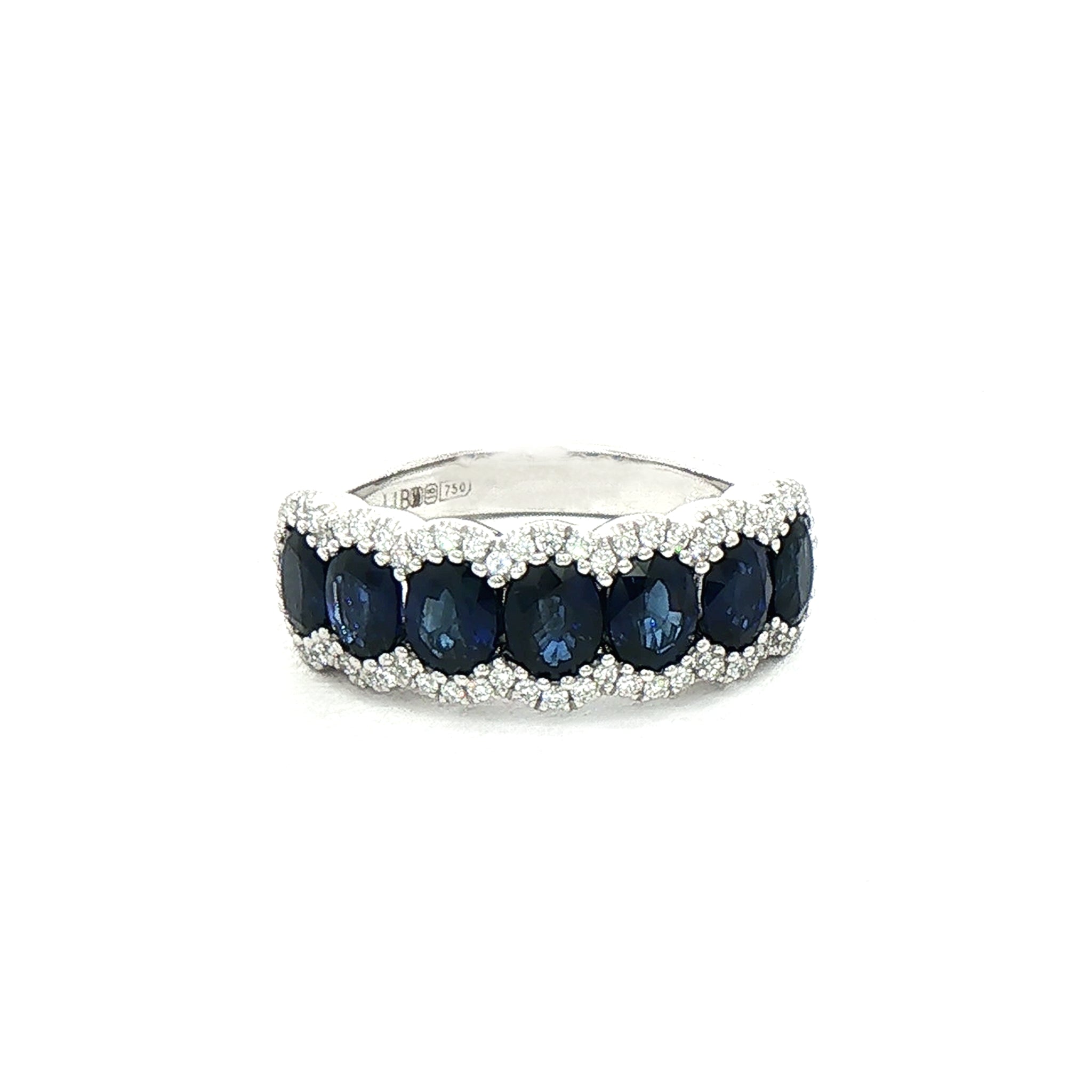 1.97ct Sapphire & 0.22ct Natural Diamond Multi Stone Ring in 18ct White Gold