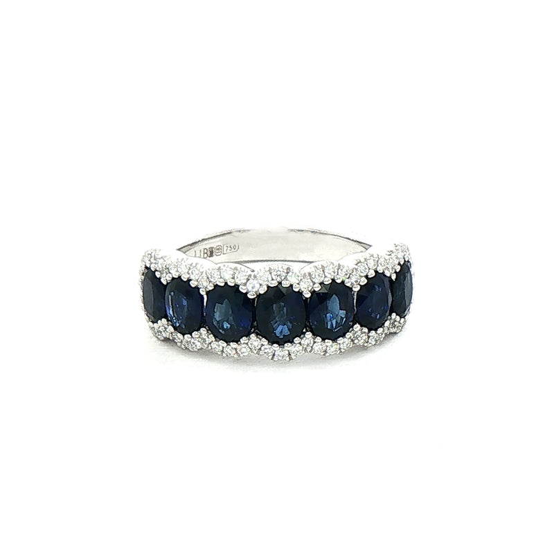 1.97ct Sapphire & 0.22ct Natural Diamond Multi Stone Ring in 18ct White Gold